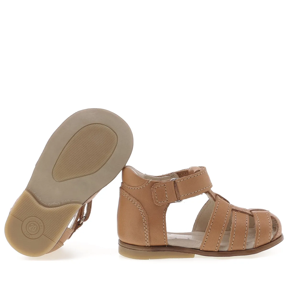 (1093-9) Emel cognac closed sandals