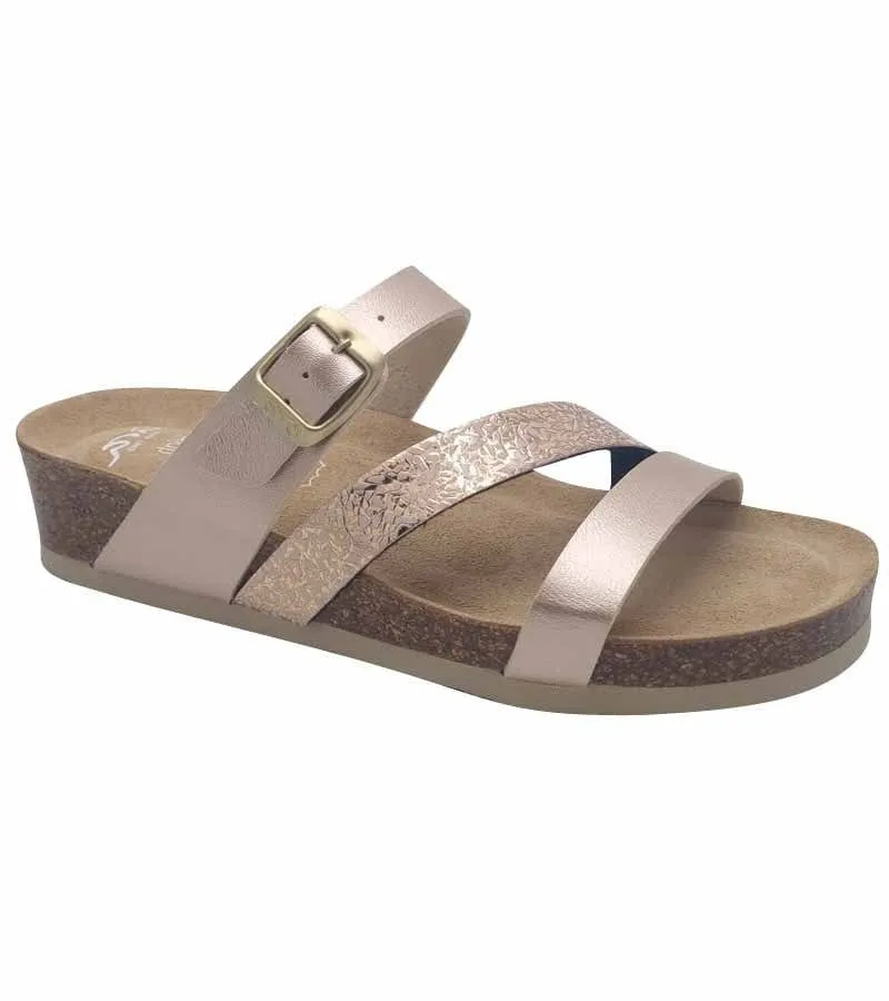 Ara Womens Rose Gold Strap Leather Wide Fit Trendy Sandal Bali - 15-17212