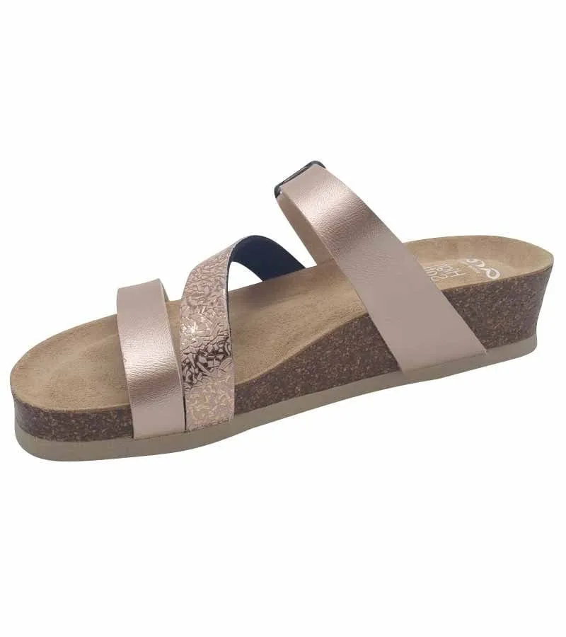 Ara Womens Rose Gold Strap Leather Wide Fit Trendy Sandal Bali - 15-17212