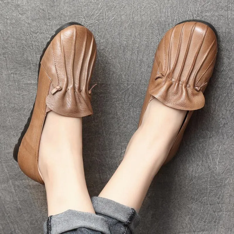 BABAKUD Autumn Retro Leather Soft Bottom Women's Shoes /Size35-40