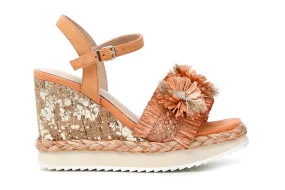 CafèNoir Women's sandal in fringed raffia C1HA9140 orange