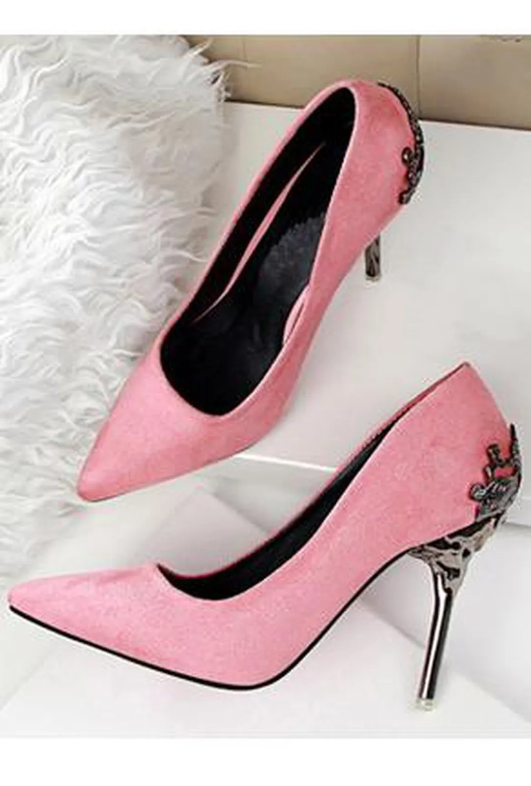 CAMELLIA - SUEDE ORNATE PUMPS HEELS