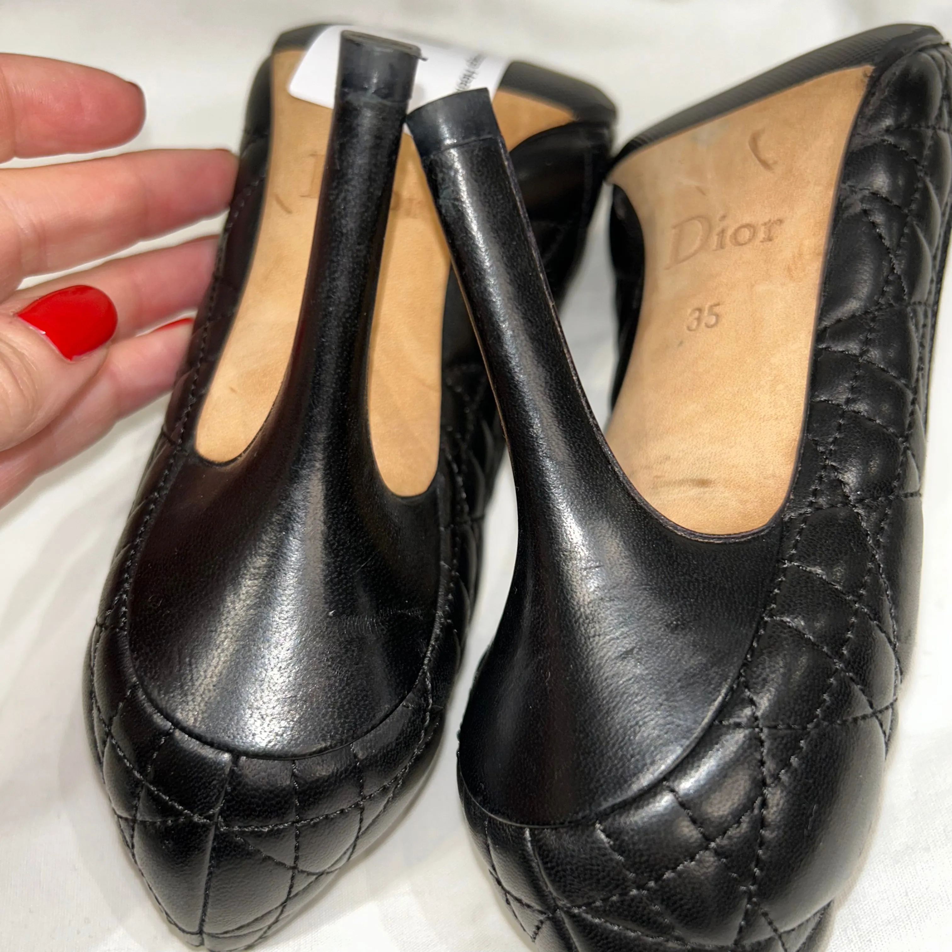 Christian Dior Black Quilted Cannage Heels 35