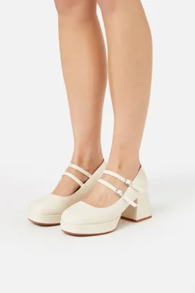 Cream Multi Strap Heel