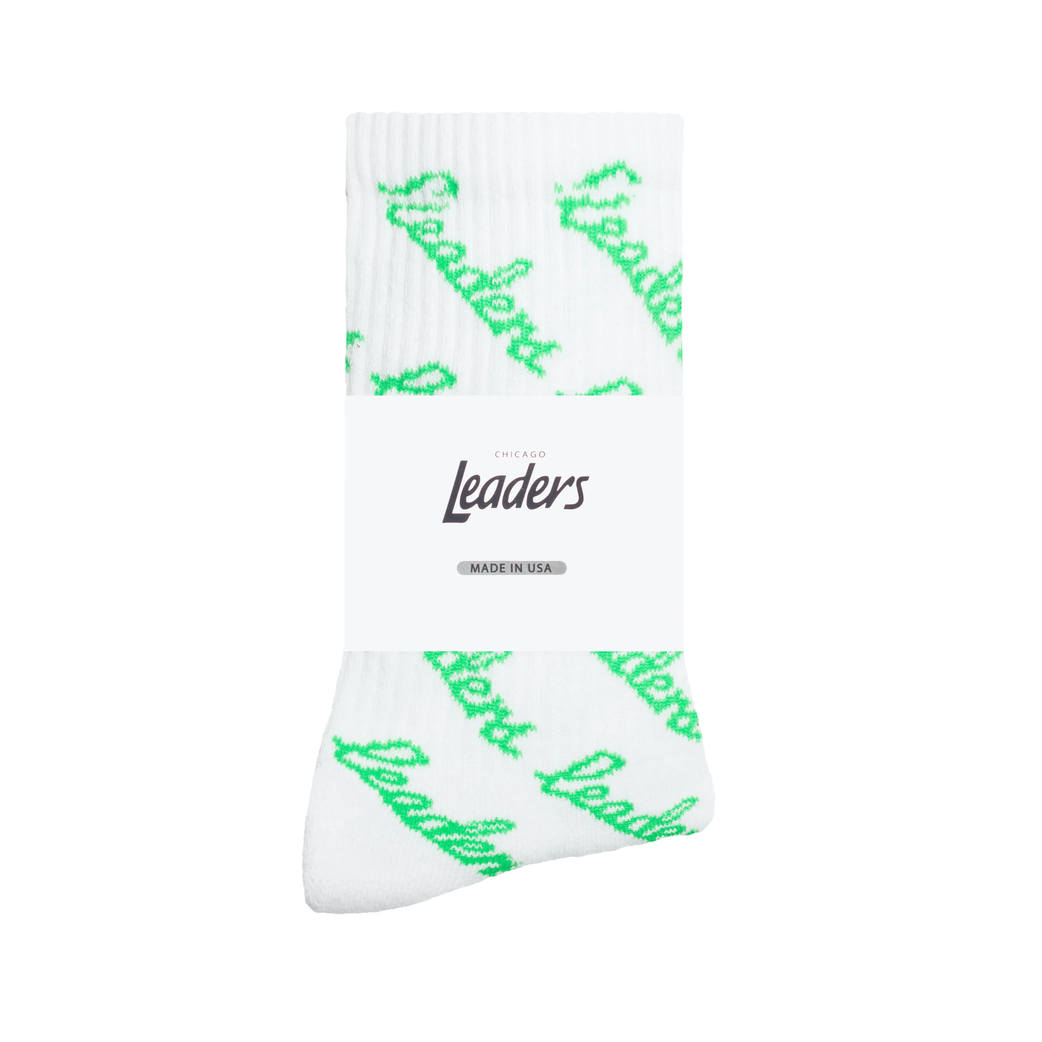 Cursive Socks White/Lime