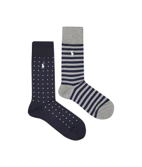 Dot Stripe Socks Two-Pack - Navy