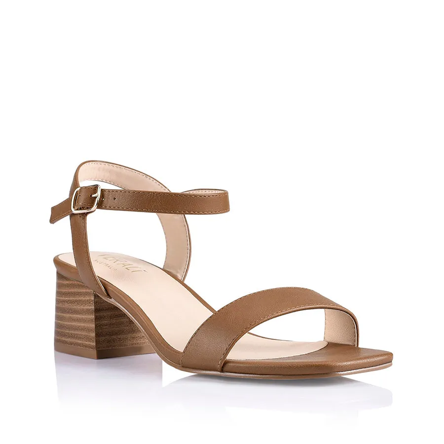 Eleanor Block Heel Sandals - Tan Softee