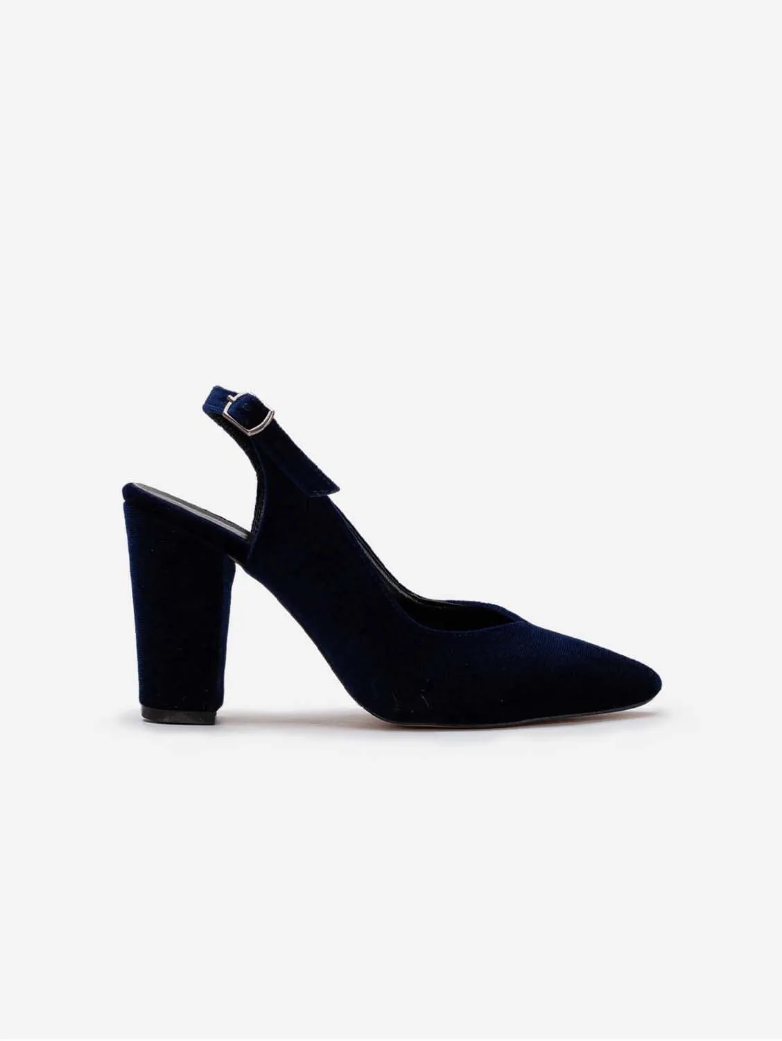 Emma Vegan Velvet Slingback High Heels | Blue