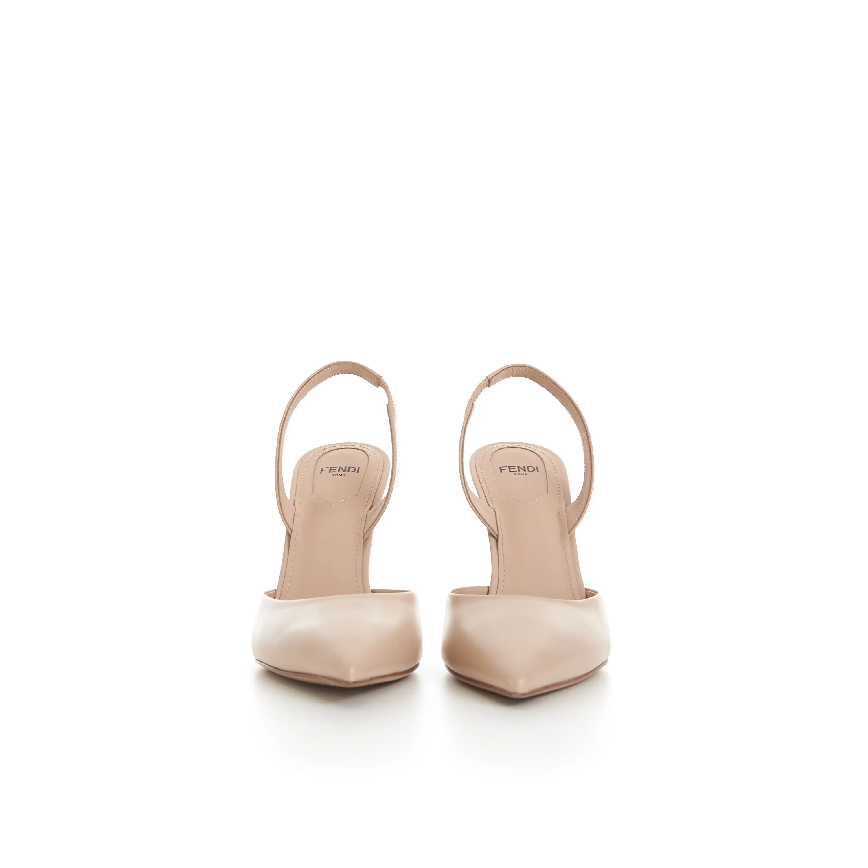 First Pale Pink Leather High-Heeled Slingbacks