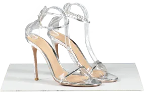 Gianvito Rossi Metallic Silver Leather And Pvc Heeled Sandals UK 6 EU 39 👠