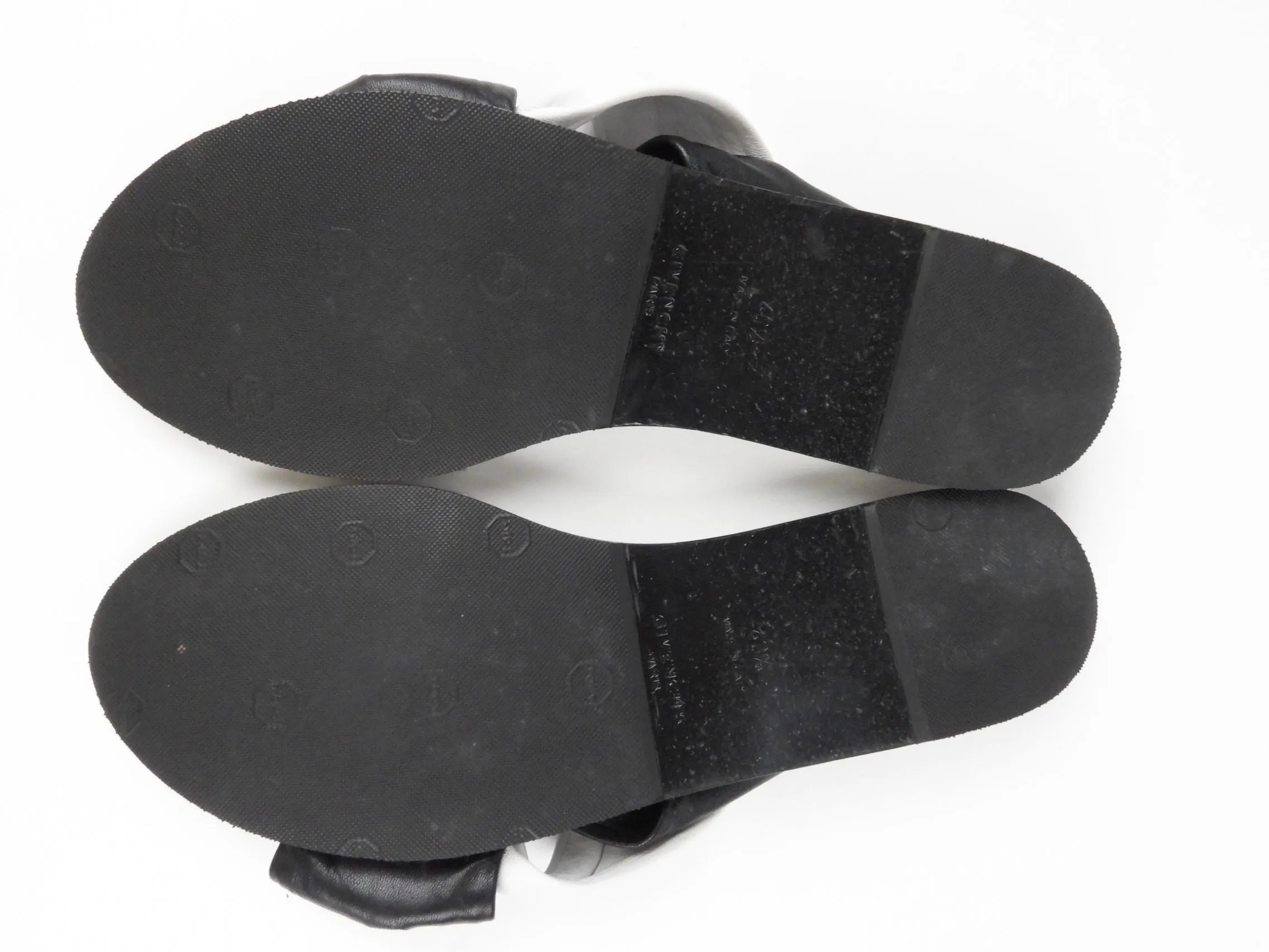 Givenchy Black and White Twisted Leather Flat Sandals - 40.5