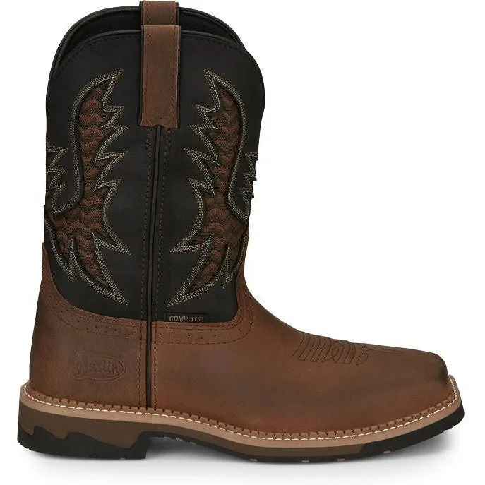 Justin Men's Bolt 11" Nano CT Western Work Boot -Brown- SE4113