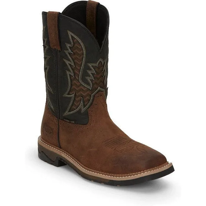 Justin Men's Bolt 11" Nano CT Western Work Boot -Brown- SE4113