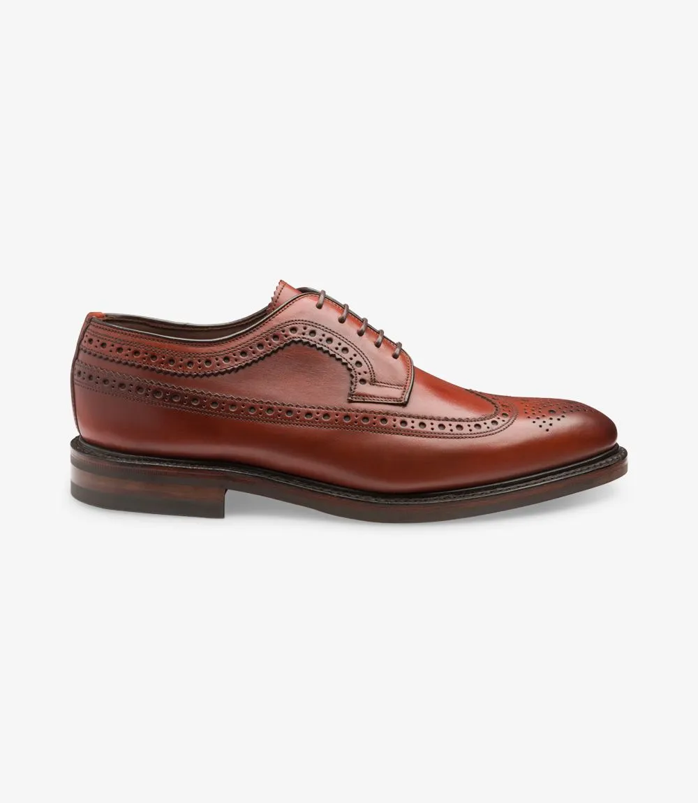 LOAKE - Birkdale Brogue Derby shoe - Conker Burnished calf