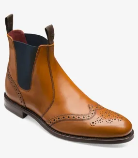 LOAKE - Hoskins Brogue Chelsea boot - Tan Calf