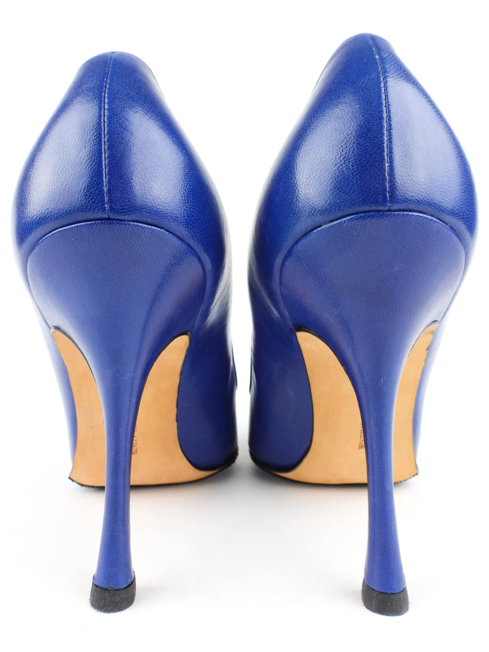 Manolo Blahnik Blue Leather Stiletto Heel Pumps - 41