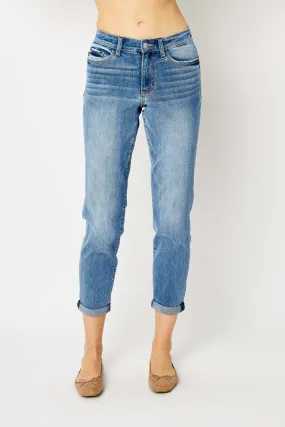 Midrise Cuffed Slim Jean-Judy Blue