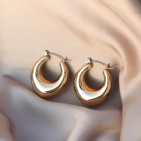 Minimal Drop Shaped Gold Hoops