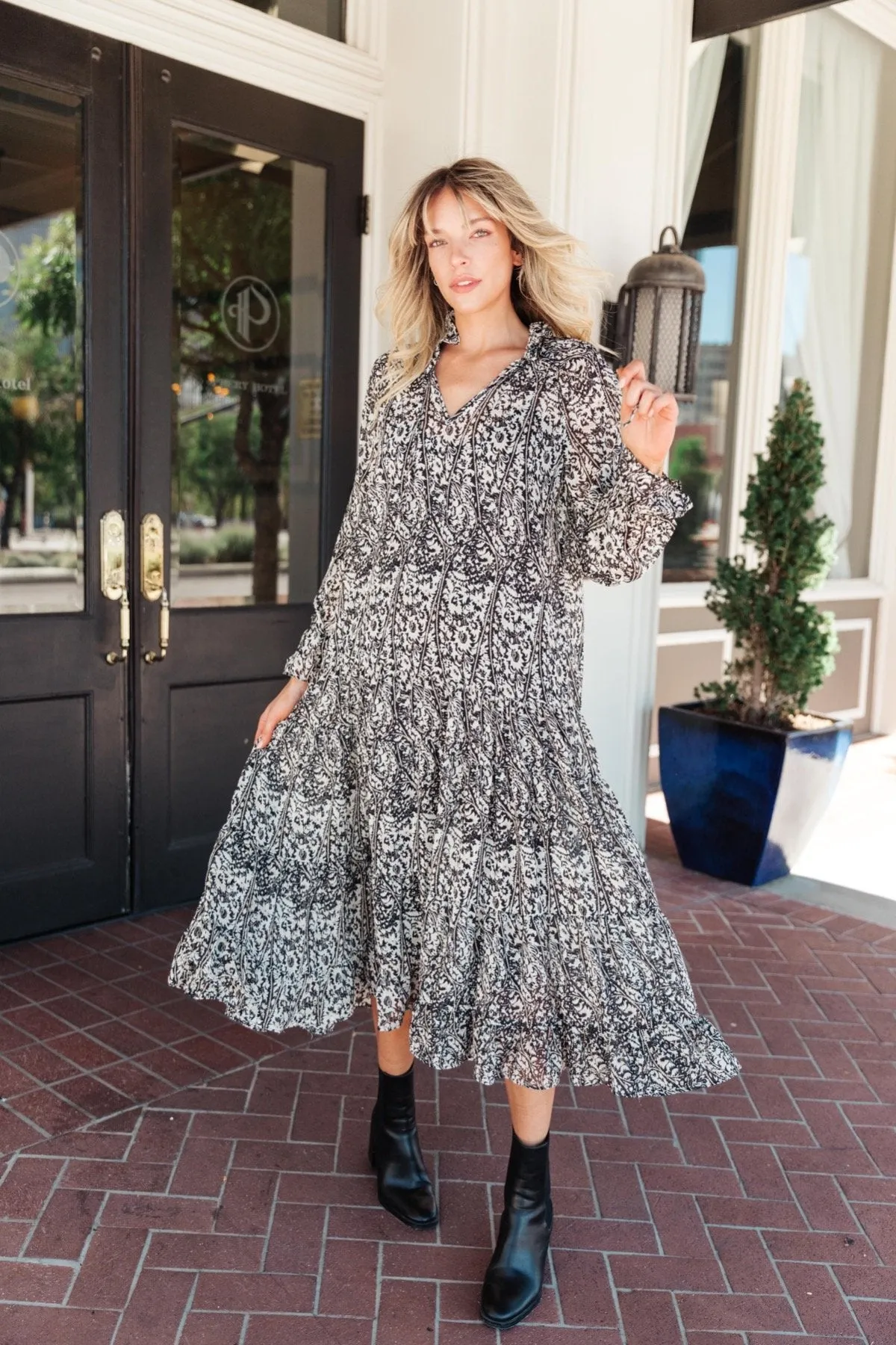 Ollie Tiered Maxi Chiffon Dress