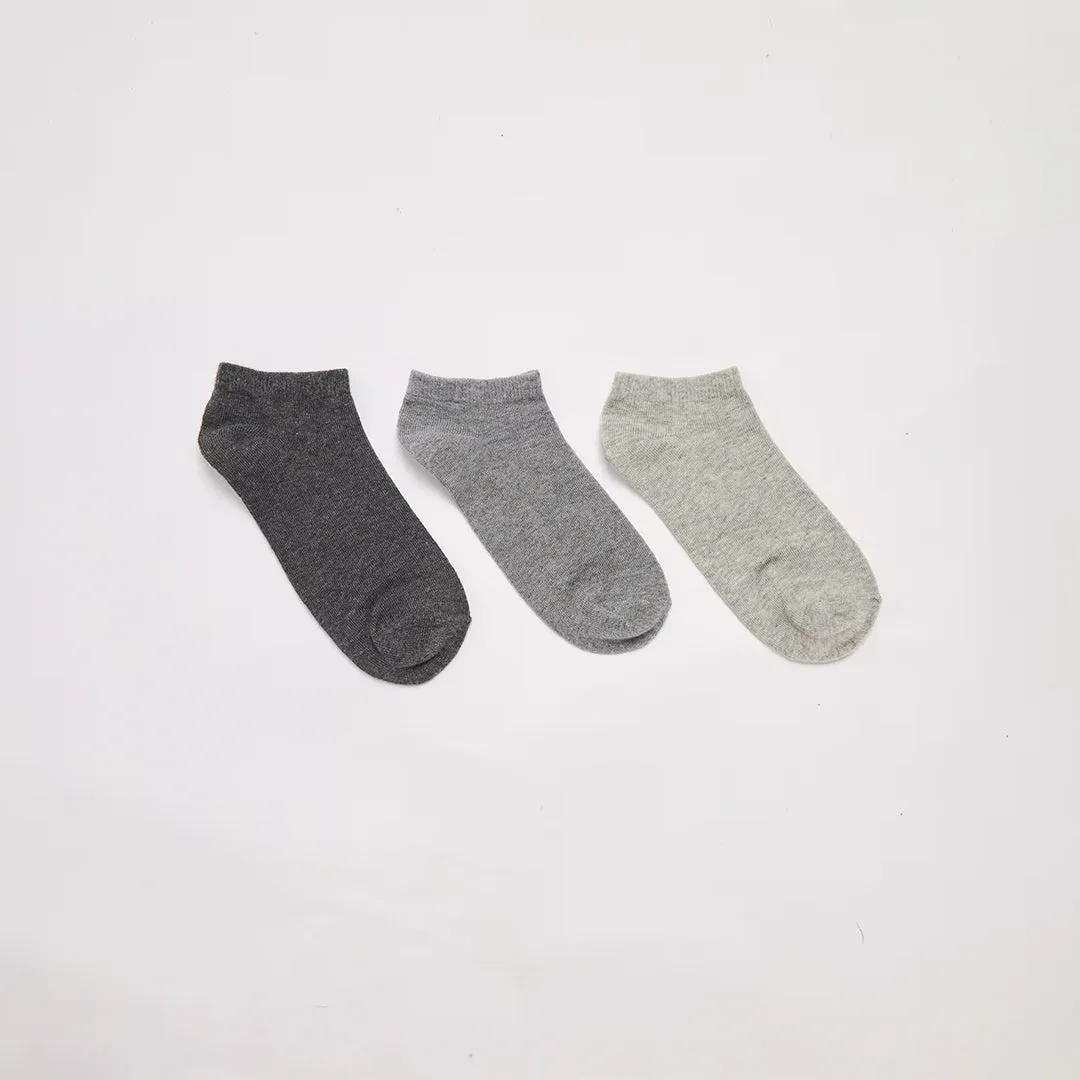 Pack of 3 Plain Color Short Socks