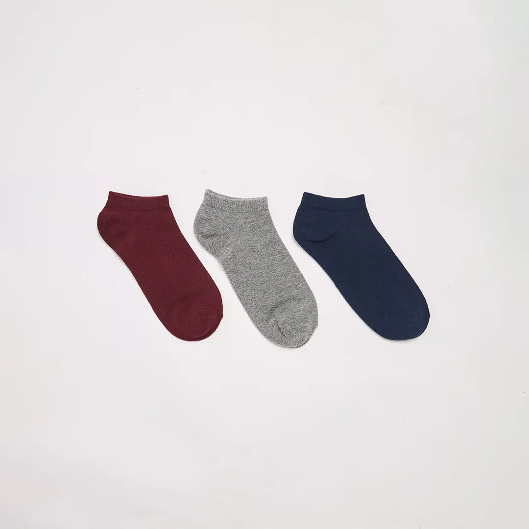 Pack of 3 Plain Color Short Socks