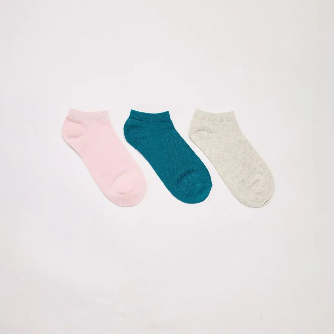 Pack of 3 Plain Color Short Socks