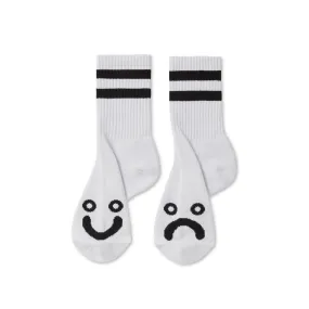 Polar Skate Co. Rib Socks Happy Sad White