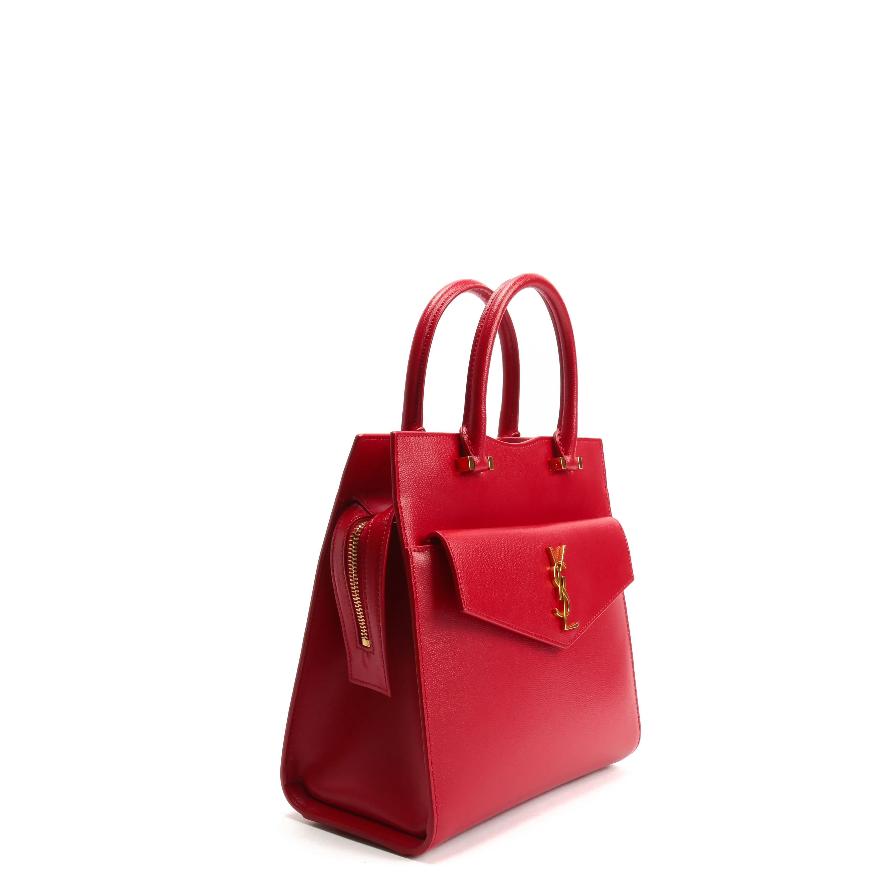 SAINT LAURENT Small Monogram Uptown Tote - Red