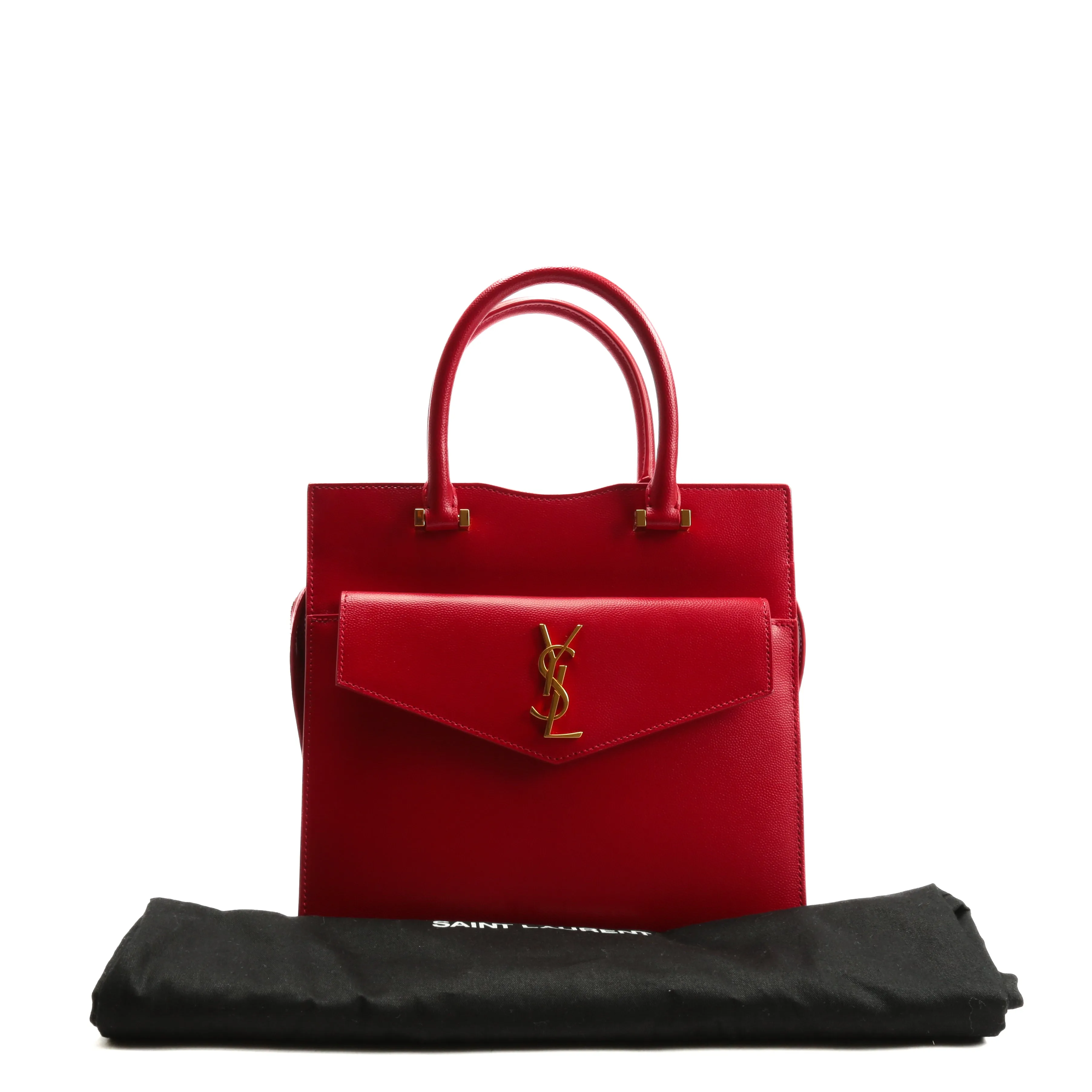 SAINT LAURENT Small Monogram Uptown Tote - Red