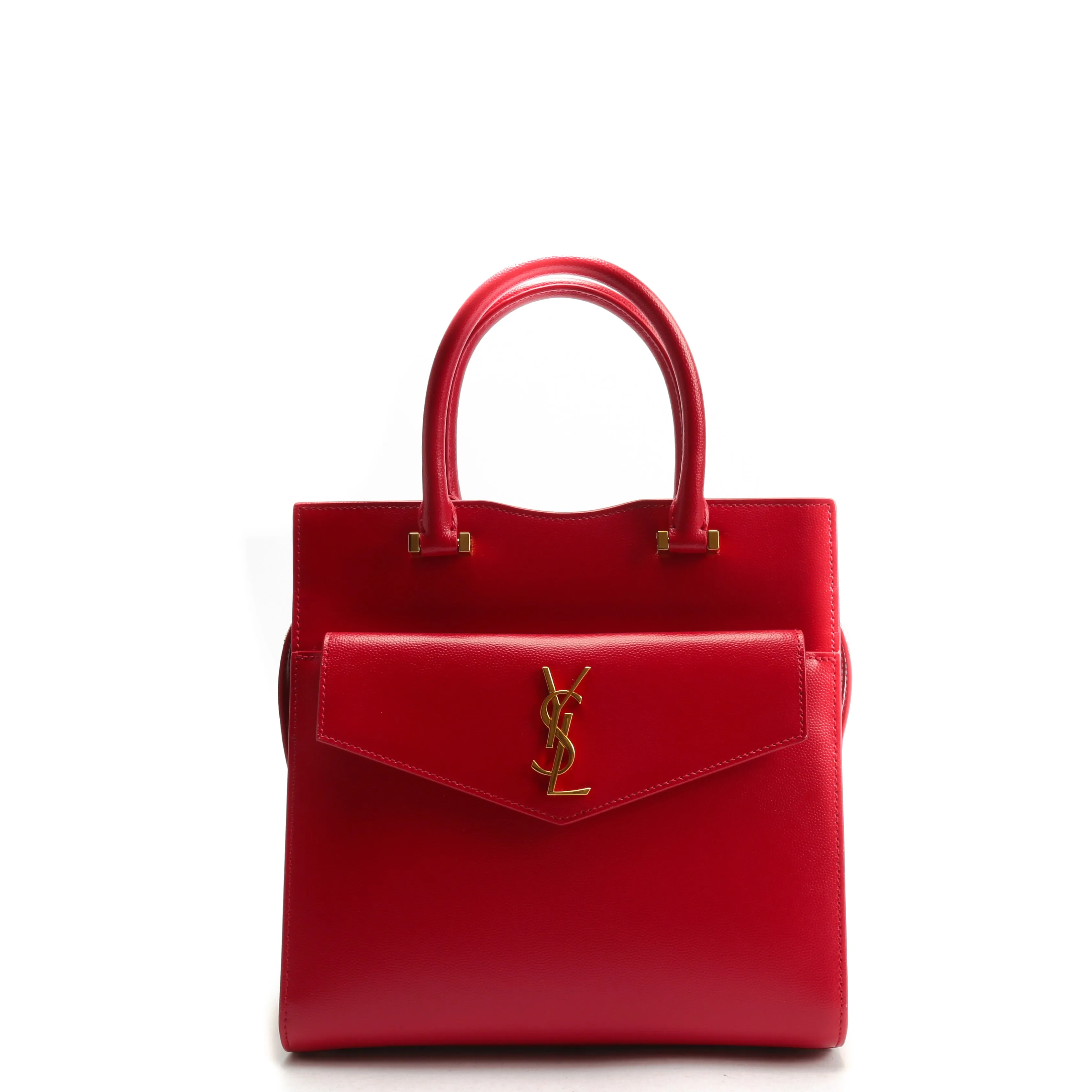 SAINT LAURENT Small Monogram Uptown Tote - Red