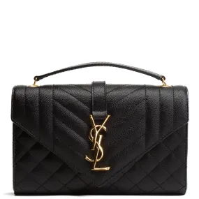 SAINT LAURENT Small Triquilt Envelope Flap Bag - Black