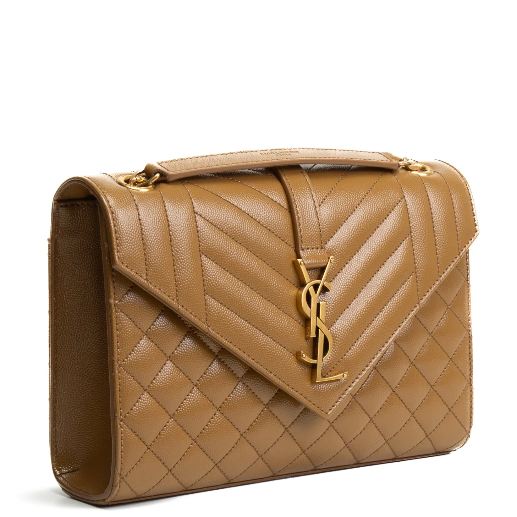 SAINT LAURENT Triquilt Medium Envelope Bag - Olive