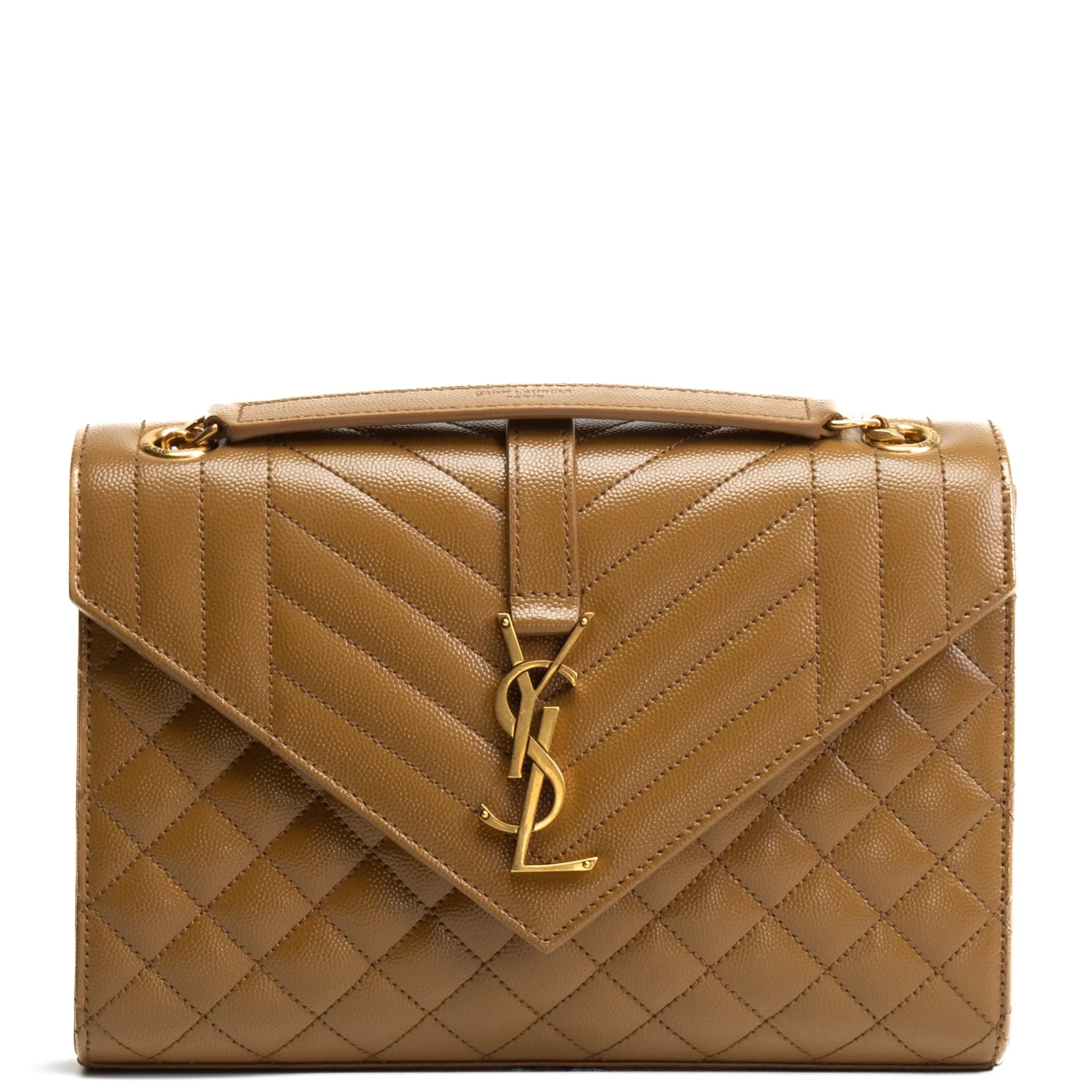 SAINT LAURENT Triquilt Medium Envelope Bag - Olive