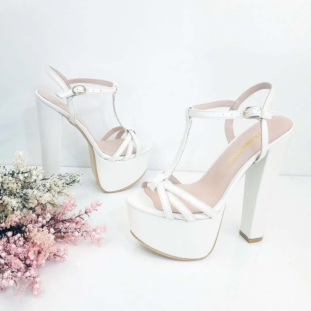 White Strap Bridal Chunky Platform Shoes