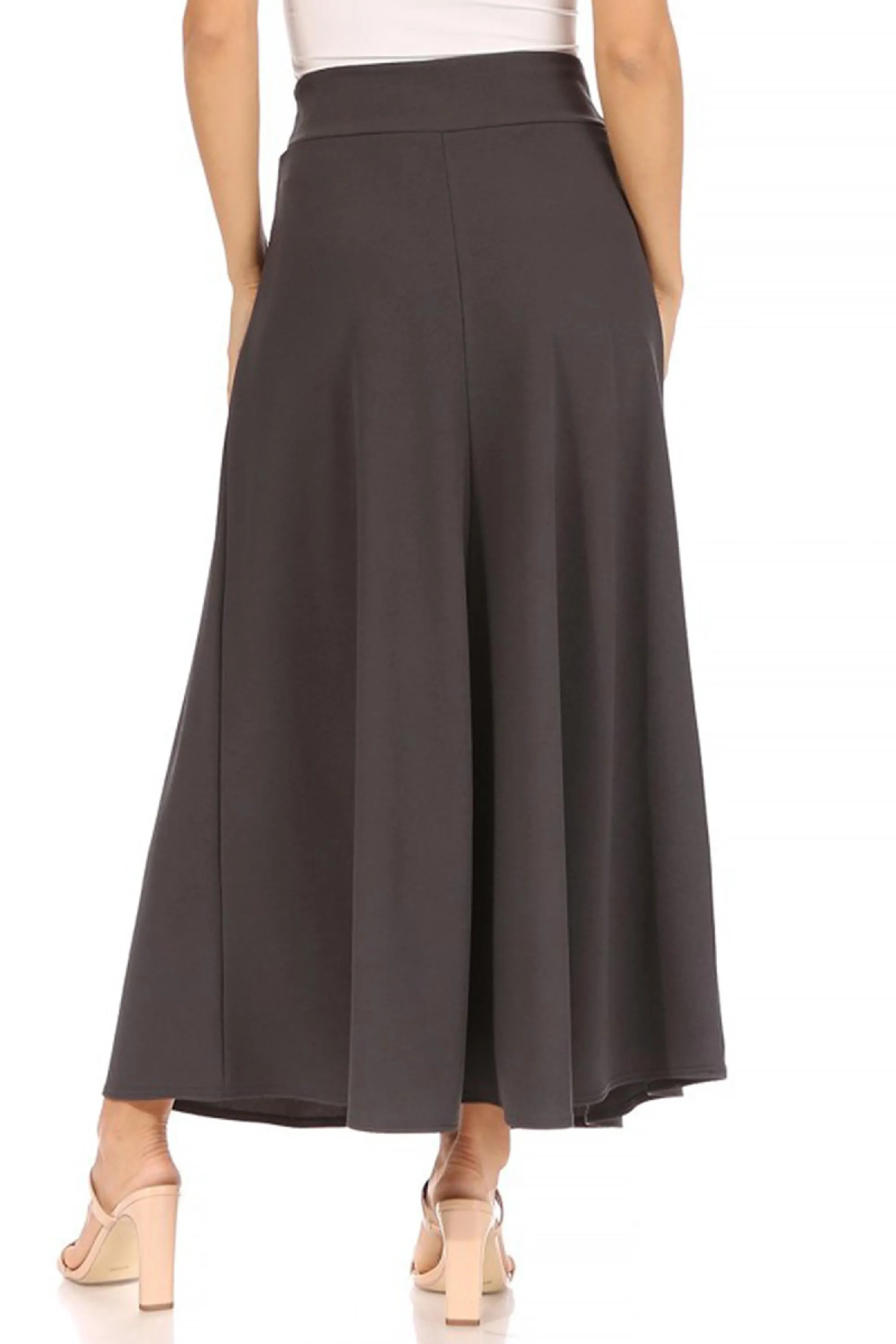 Women's Casual Solid Flare A-line Long Skirt