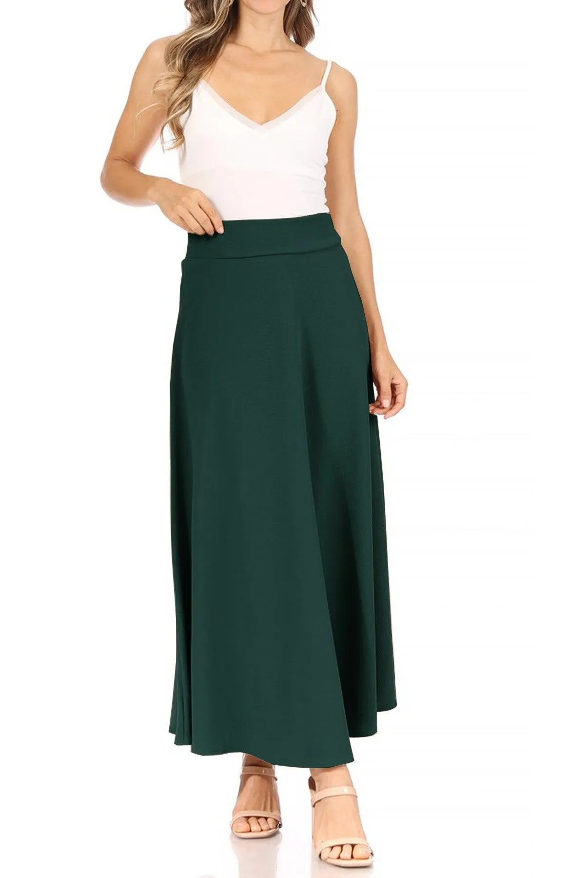 Women's Casual Solid Flare A-line Long Skirt