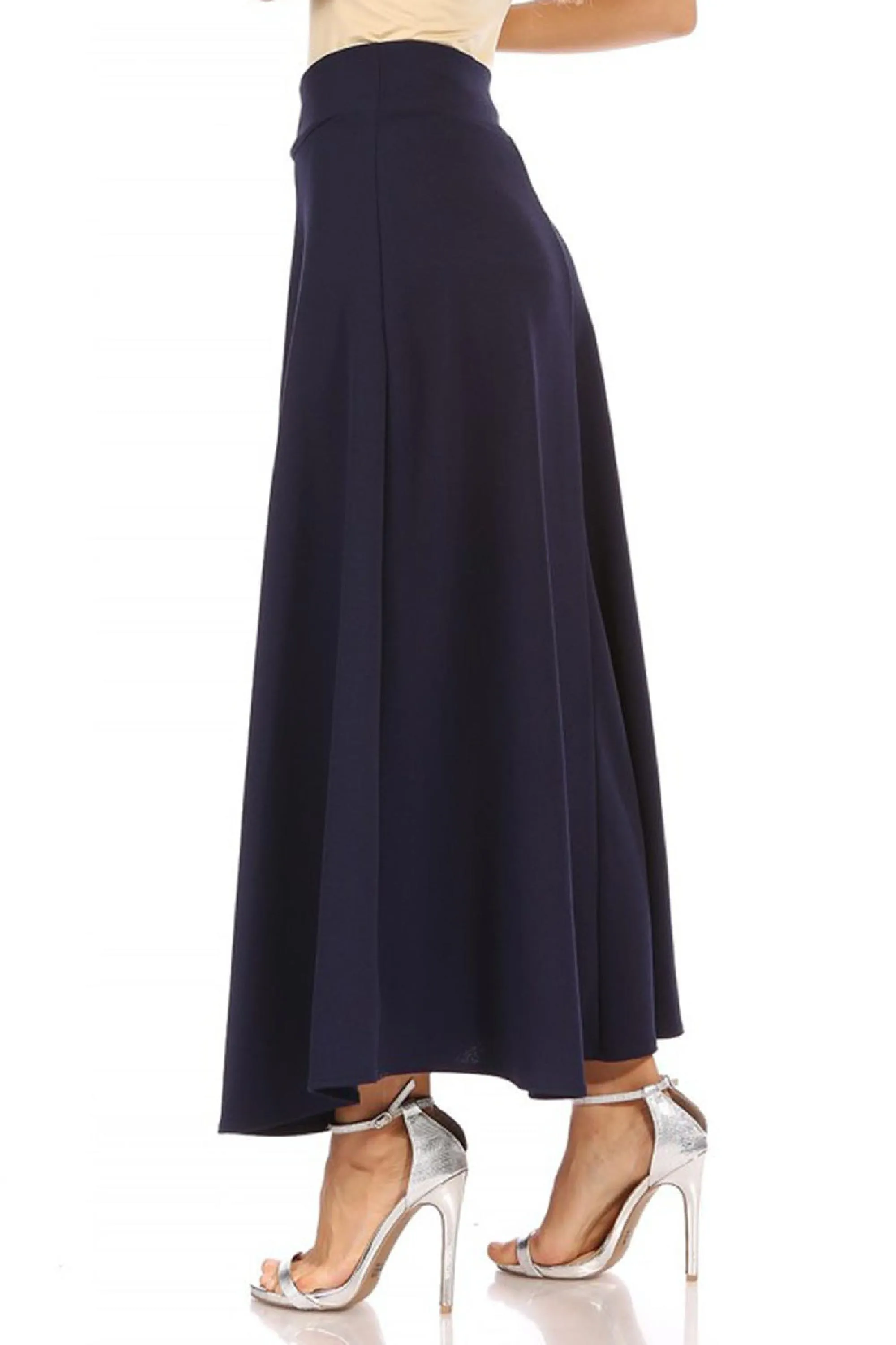 Women's Casual Solid Flare A-line Long Skirt