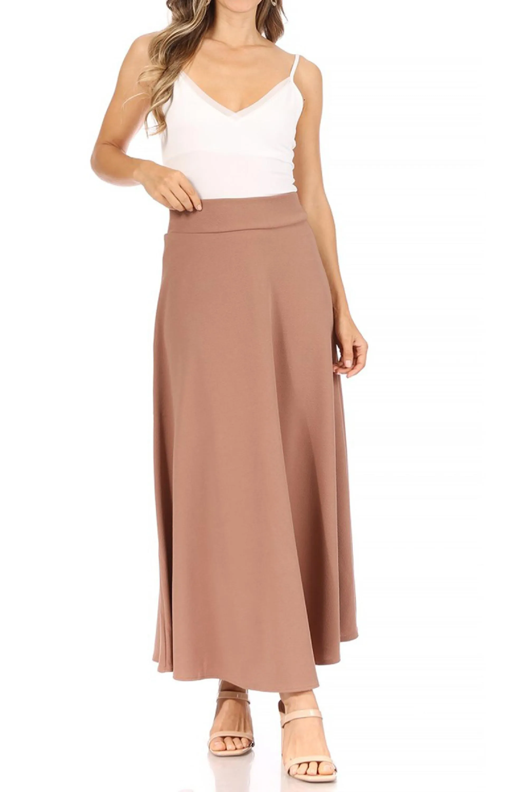 Women's Casual Solid Flare A-line Long Skirt